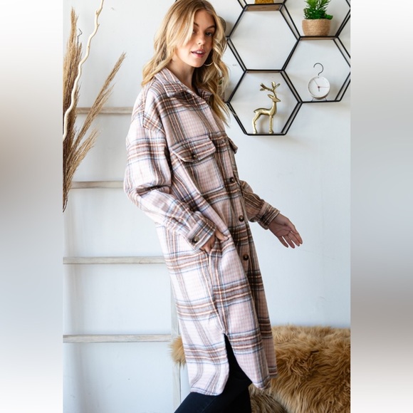 22 Fabulous Wool Mix Plaid Checker Longline Jacket - Picture 7 of 8